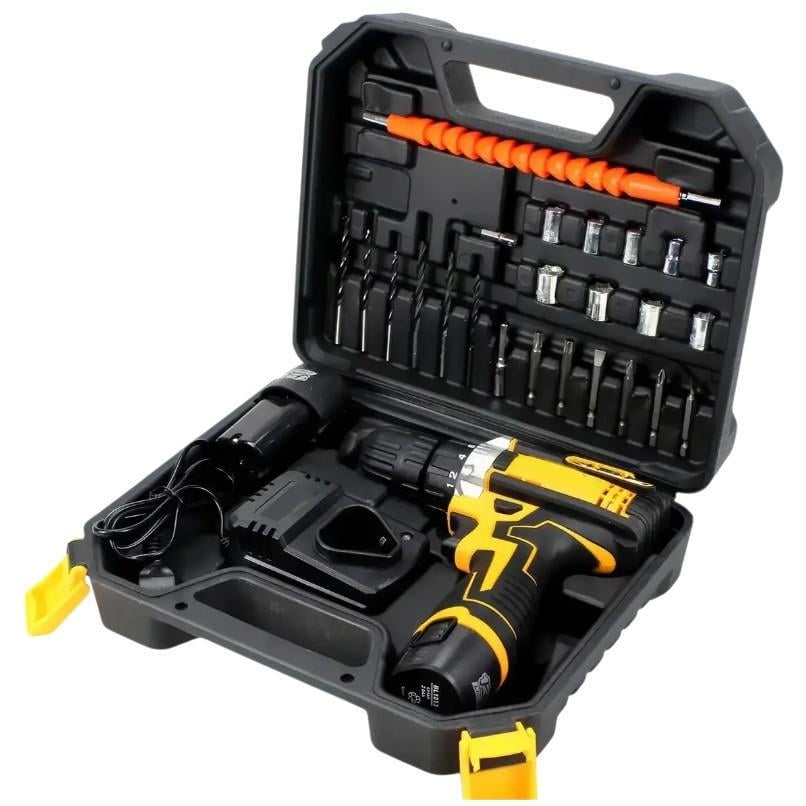Шуруповерт аккумуляторный Screw Driver Sets 12V в кейсе с насадками/битами/сверлами Yellow Шуруповерт аккумуляторный Screw Driver Sets 12V в кейсе с насадками/битами/сверлами Yellow