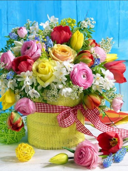 Набір для творчості алмазна картина Strateg Вітальний букет HEG86087 30x40 см (MTT-191752)