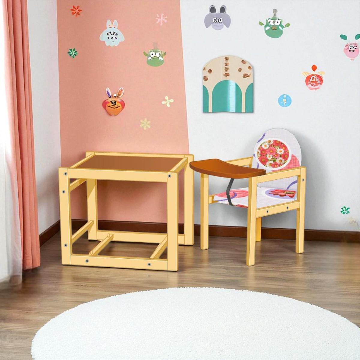 Стульчик для кормления Мася Красные цветы абстракция (№1210) - фото 3