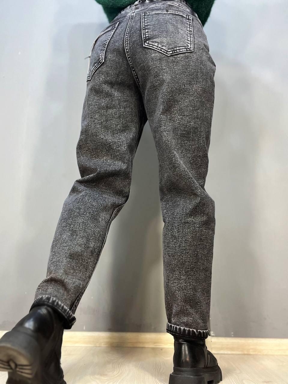 Джинси жіночі Vanver 81957 МОМ на резинці шнурок утеплені батал р. 31 Чорний (3112) - фото 4