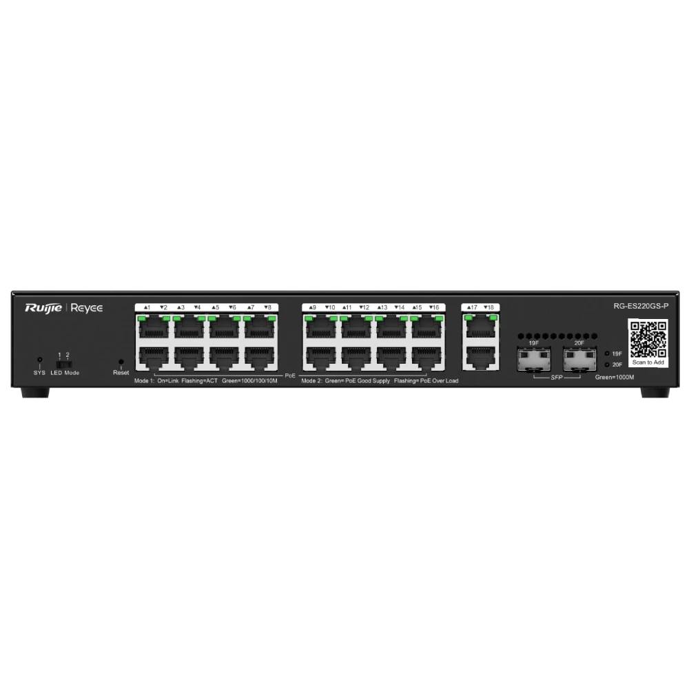 Комутатор 20 портів керований Ruijie Reyee RG-ES220GS-P POE (2881243417)