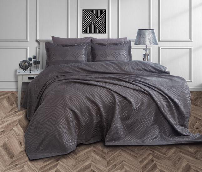 Покрывало с наволочками Dantela Vita Justo жаккард евро Антрацитовый (13914556)