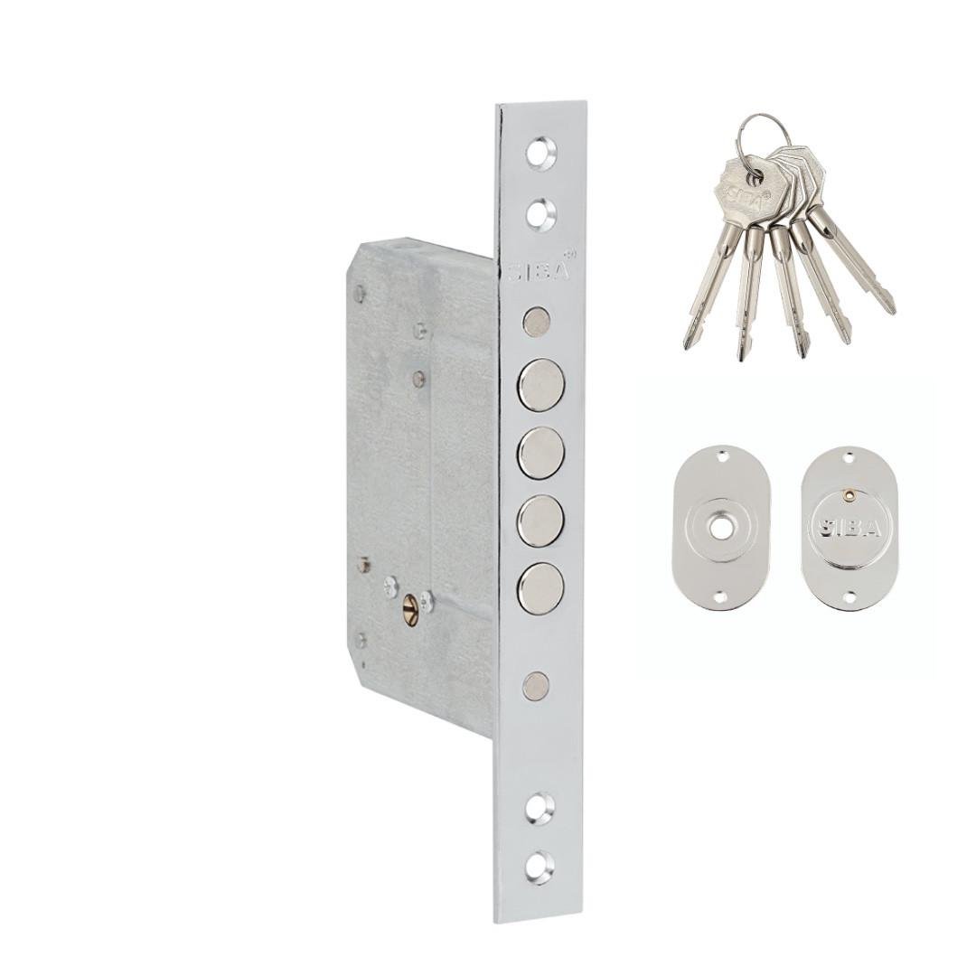 Замок врізний додатковий Siba 10189/4MF 5KEY B 50 мм Хром (10189/4MF CP 5KEY)