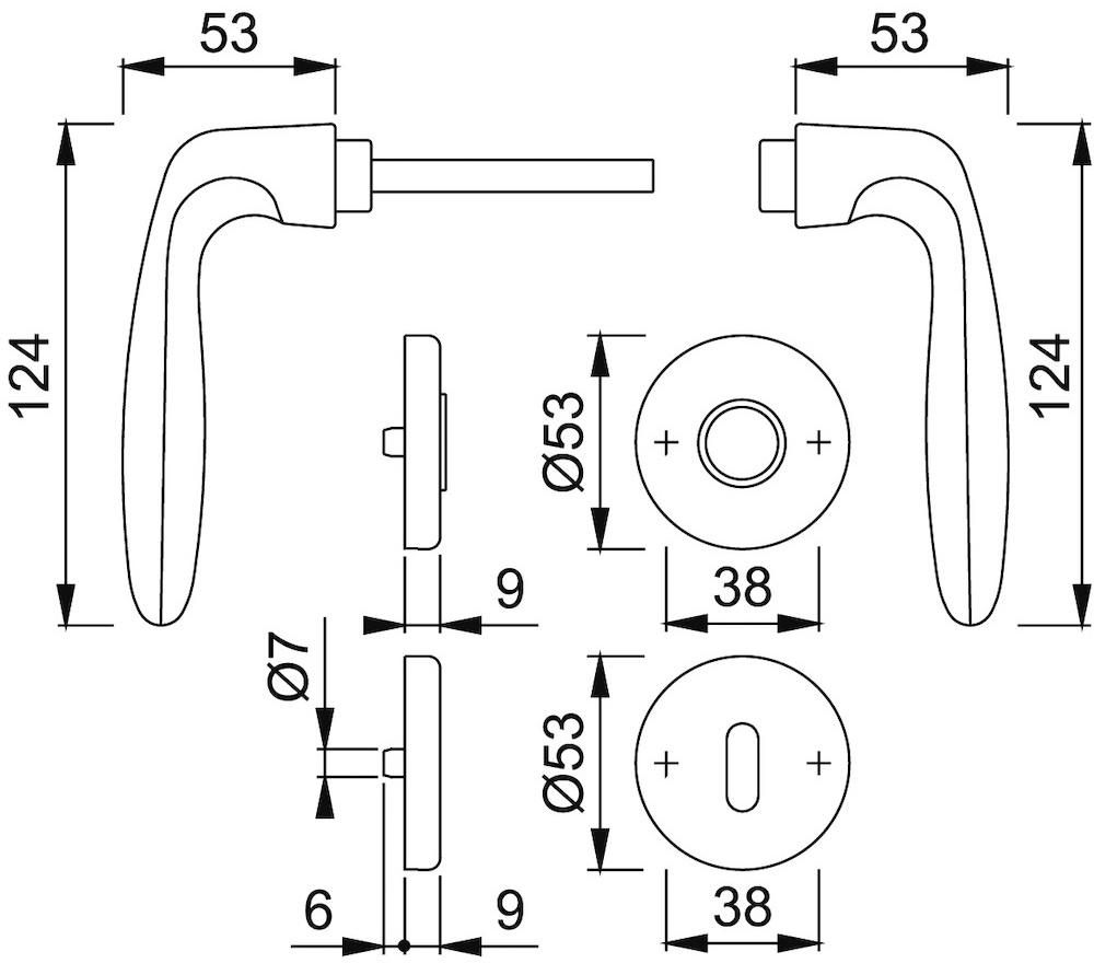 Комплект ручек Hoppe VERONA 1510/42KV/42KVS SST F1 8 OB 37-42 - фото 3