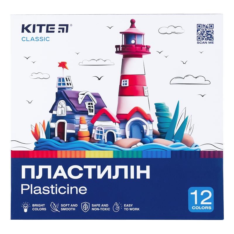 Пластилин KITE Classic К-1086 12 цветов 240 г (13241011)