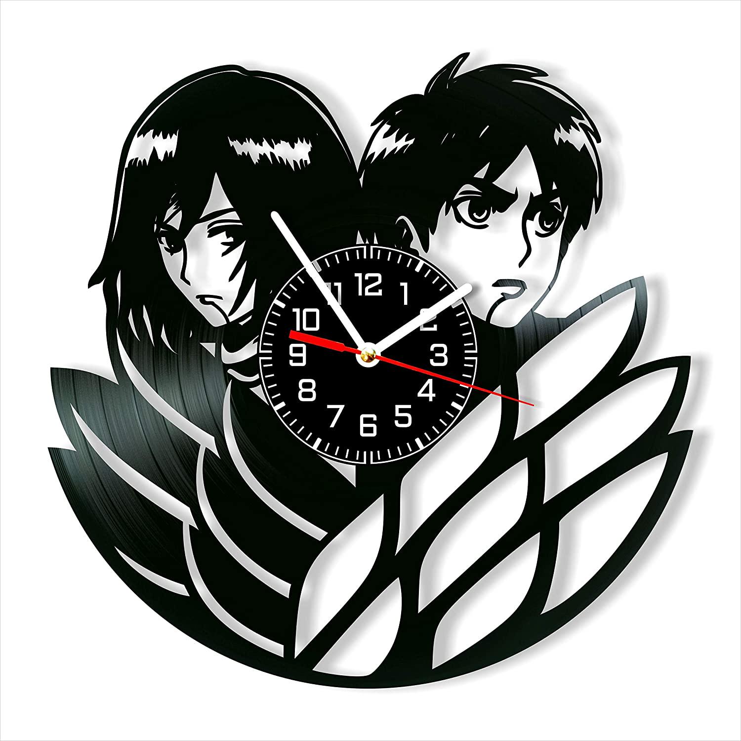 Часы настенные Атака Титанов 2029 из виниловой пластинки