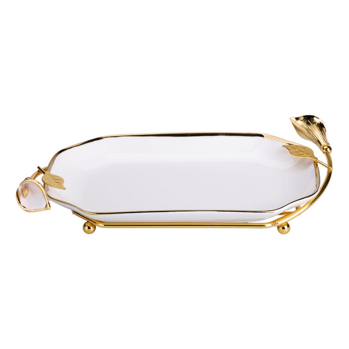 порцелянова фруктовниця на підставці 26×15×3,5 см Білий із золотом - фото 5 порцелянова фруктовниця на підставці 26×15×3,5 см Білий із золотом - фото 5