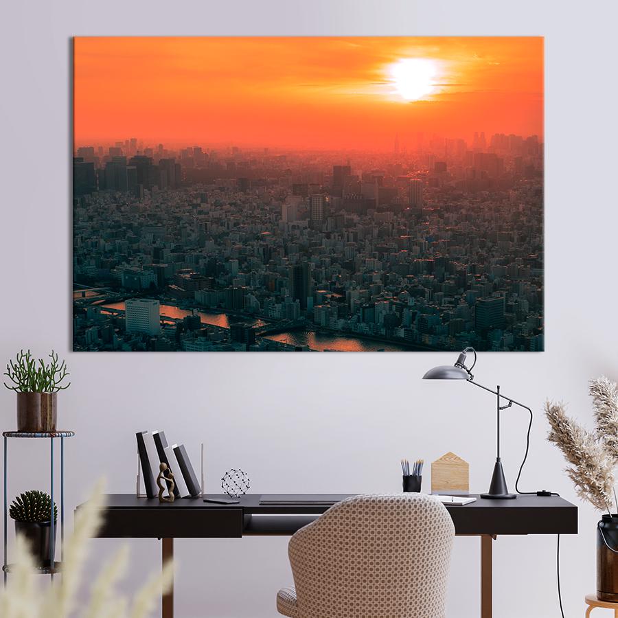 Картина город Закат над Токио 51x34 см (A559-1)