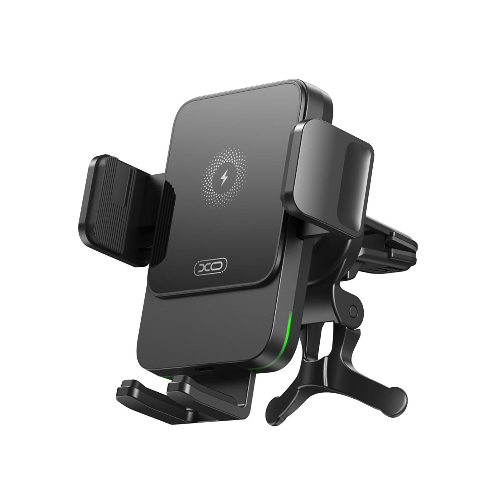 Держатель автомобильный XO WX041 с беспроводной зарядкой механический зажим вращение 360° Черный (628141)