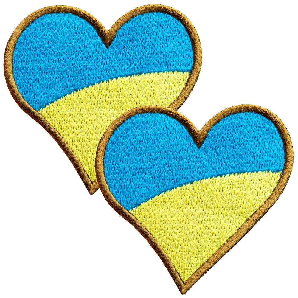 Набір шевронів на липучці Прапор України Серце 6х6,5 см 2 шт. (19559) Набір шевронів на липучці Прапор України Серце 6х6,5 см 2 шт. (19559)