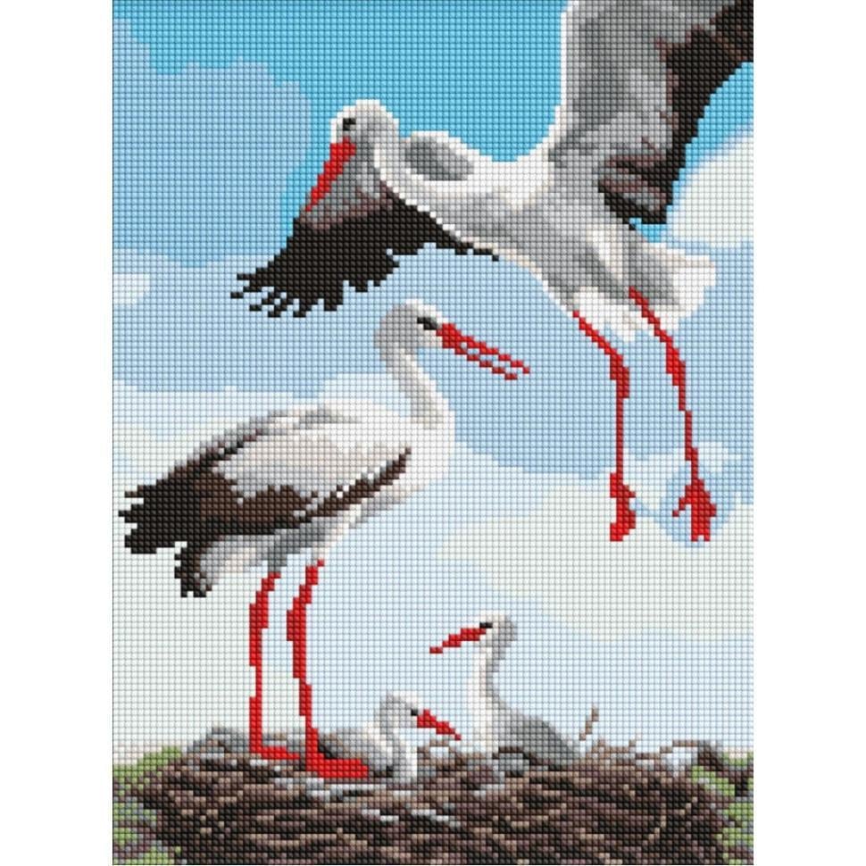 Алмазная мозаика Ideyka Семья аистов 30x40 см (AMO8063)