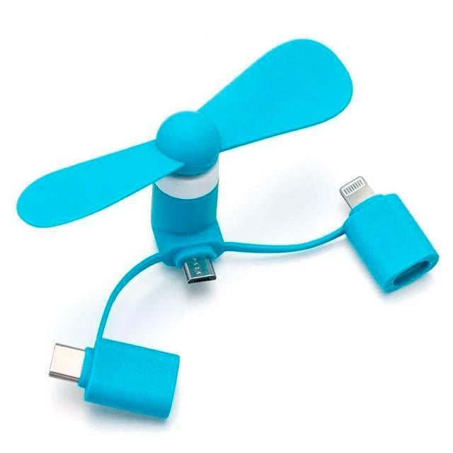 Вентилятор для телефона Micro-USB/Type-С Голубой (5752)