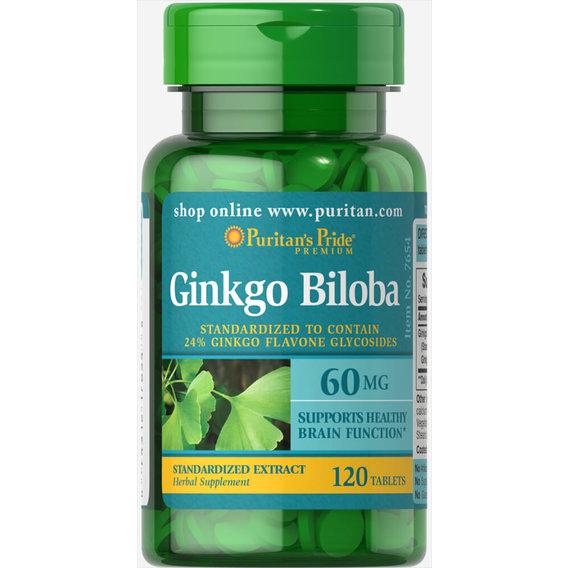 Гінко білоба Puritan's Pride Ginkgo Biloba Standardized Extract 60 мг 120 Tabs