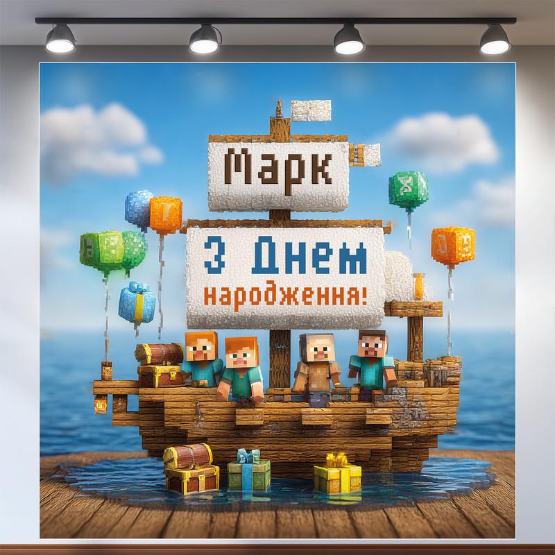 Баннер для фотозоны Майнкрафт 160x160 см №44129 Баннер для фотозоны Майнкрафт 160x160 см №44129
