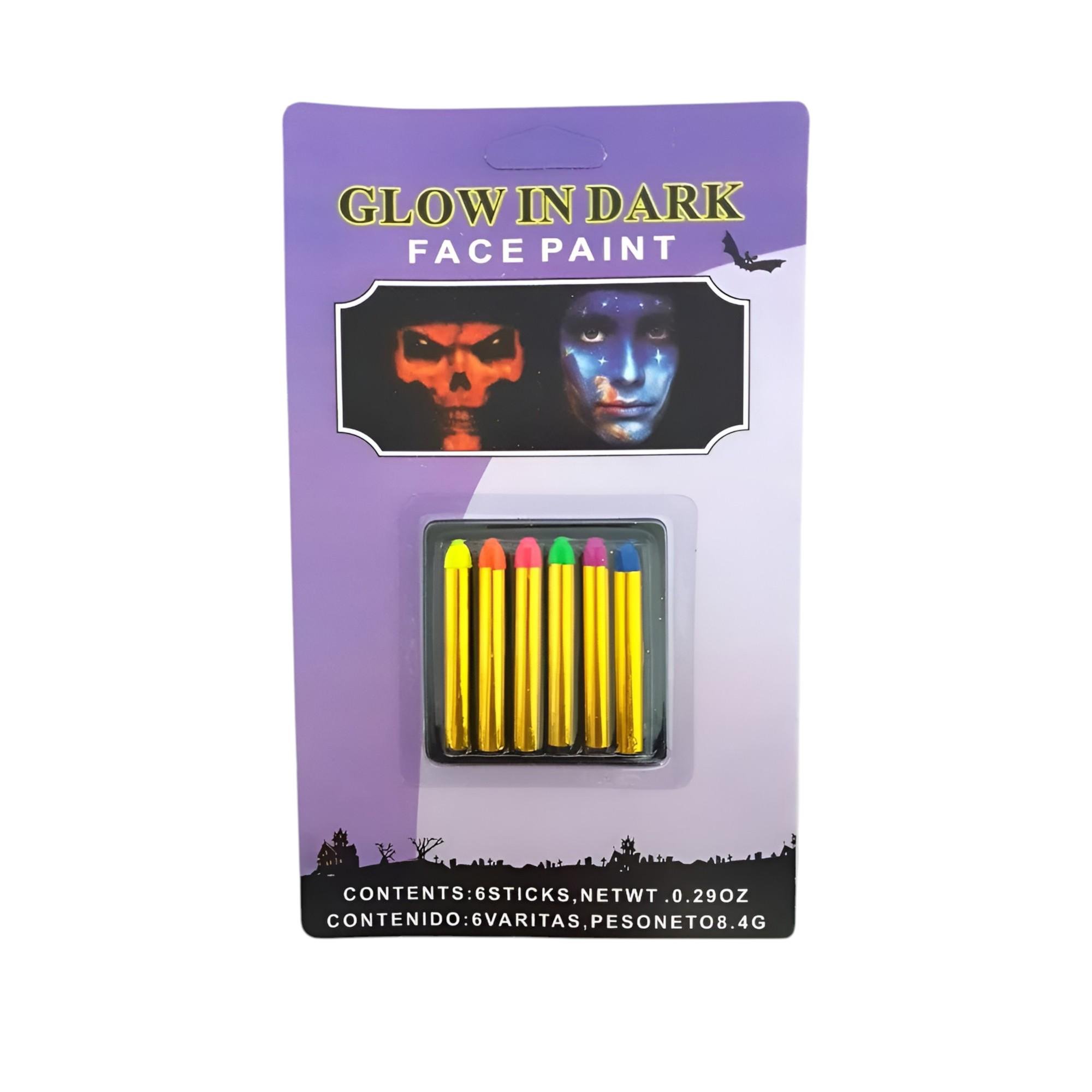 Аквагрим Stenson Glow in dark 6 кольорів по 8,5 г Різнокольоровий (WW00564ST)
