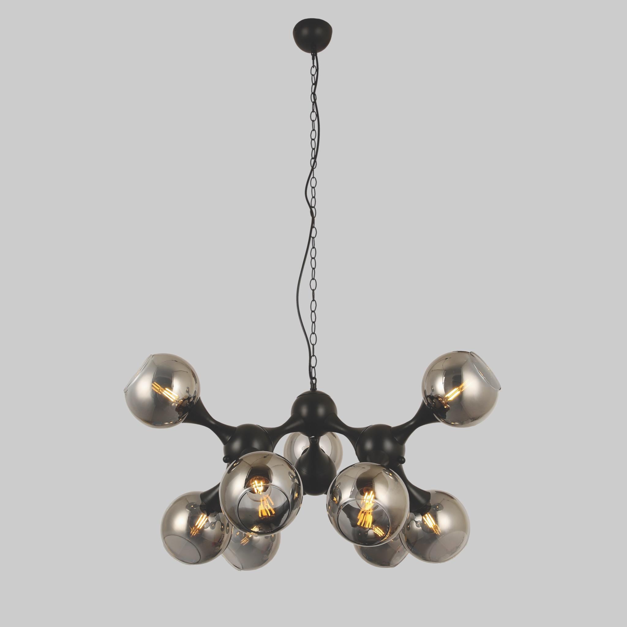 Люстра Molecule на 9 ламп с графитовыми плафонами Черный