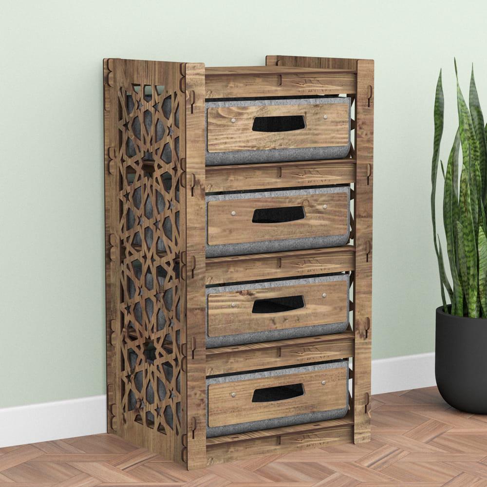 Комод в комнату деревянный Hexagonica Arabic на 4 ящика серые корзины 750х413х345 мм (111524) - фото 3 Комод в комнату деревянный Hexagonica Arabic на 4 ящика серые корзины 750х413х345 мм (111524) - фото 3