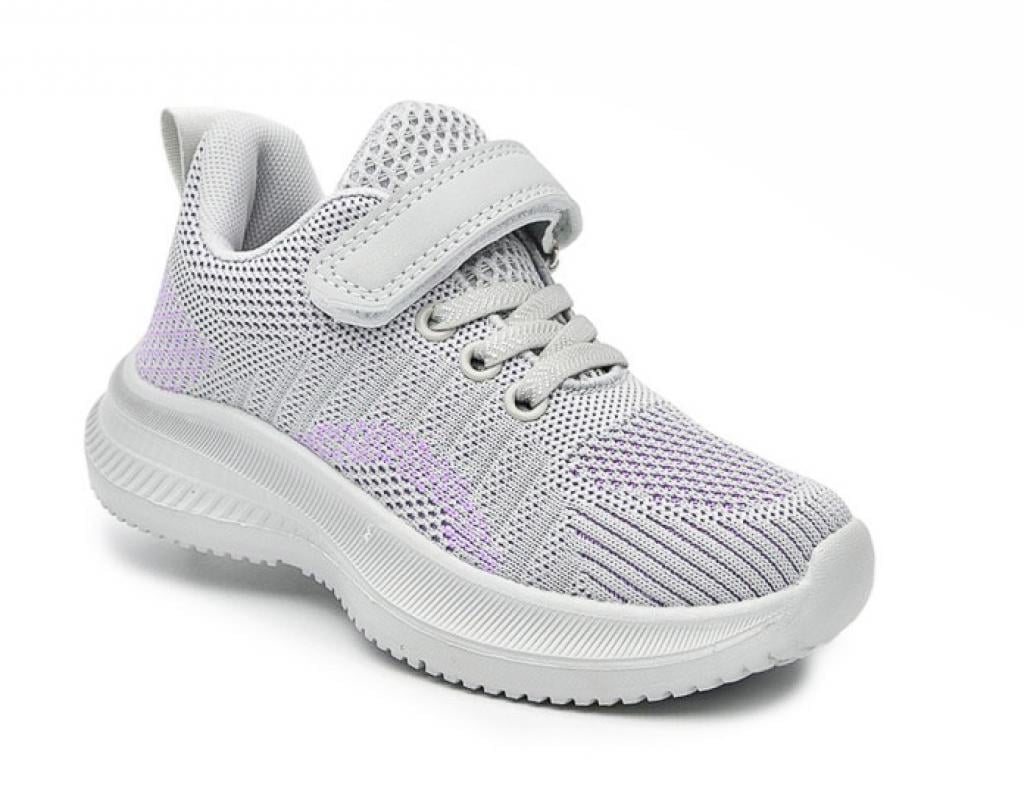 Кроссовки для девочек 65013 в сетку р. 28 Серо-фиолетовый