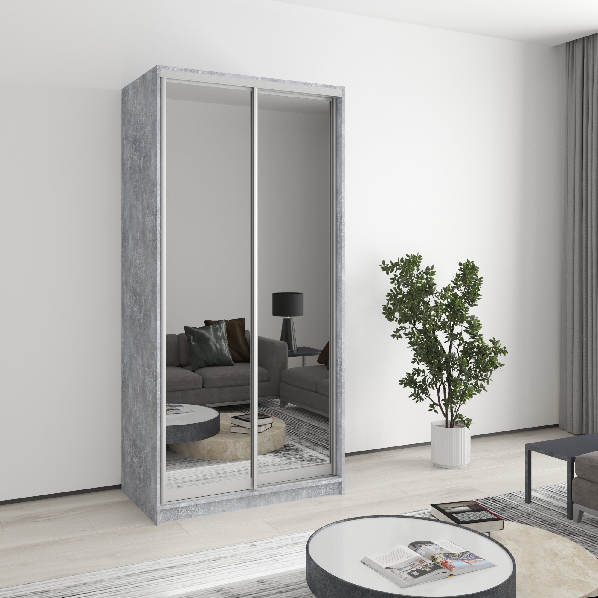 Шкаф-купе двухдверный Mebel Star Стандарт AL MBS-2549 100х60х210 см Бетон (1003503)