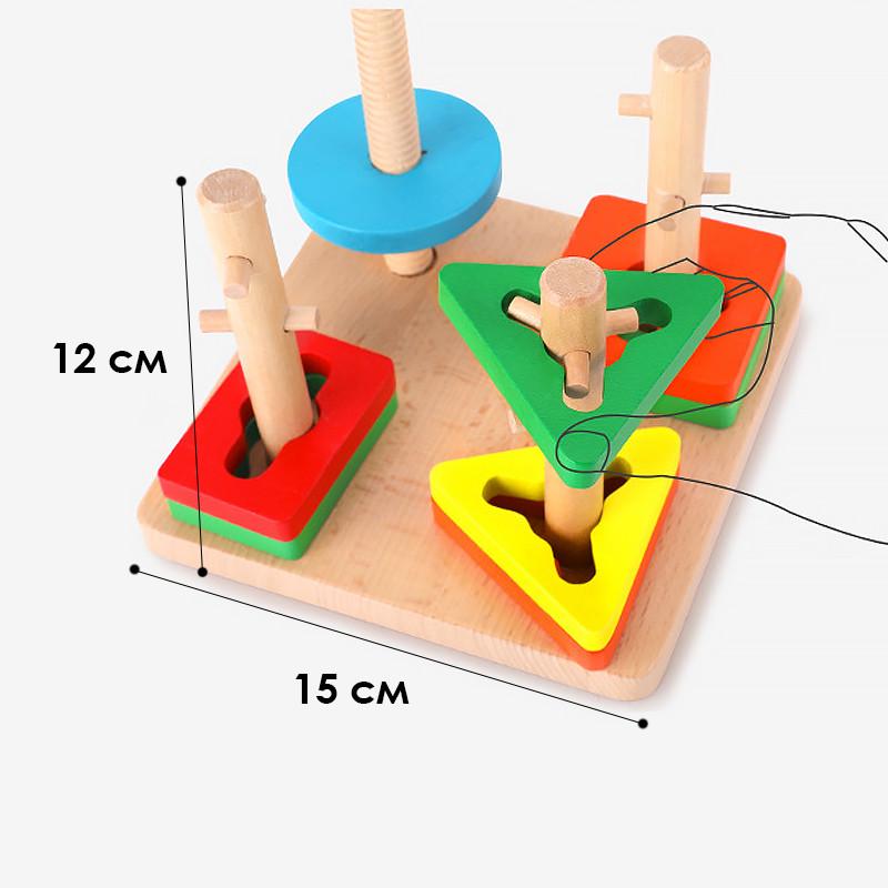 Игрушка развивающая Lesko MWZ-3078 Сортер Геометрик деревянная 20 элементов (2093626232) - фото 6