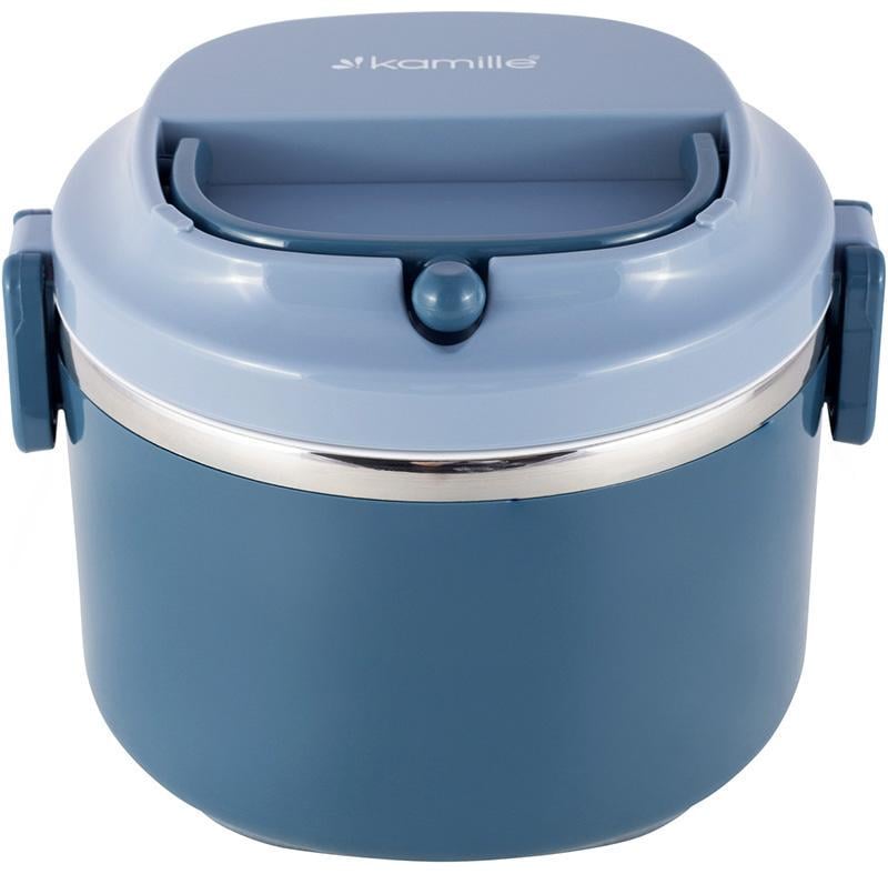 Ланч-бокс Kamille Snack пластик и нержавеющая сталь 1000 мл Голубой