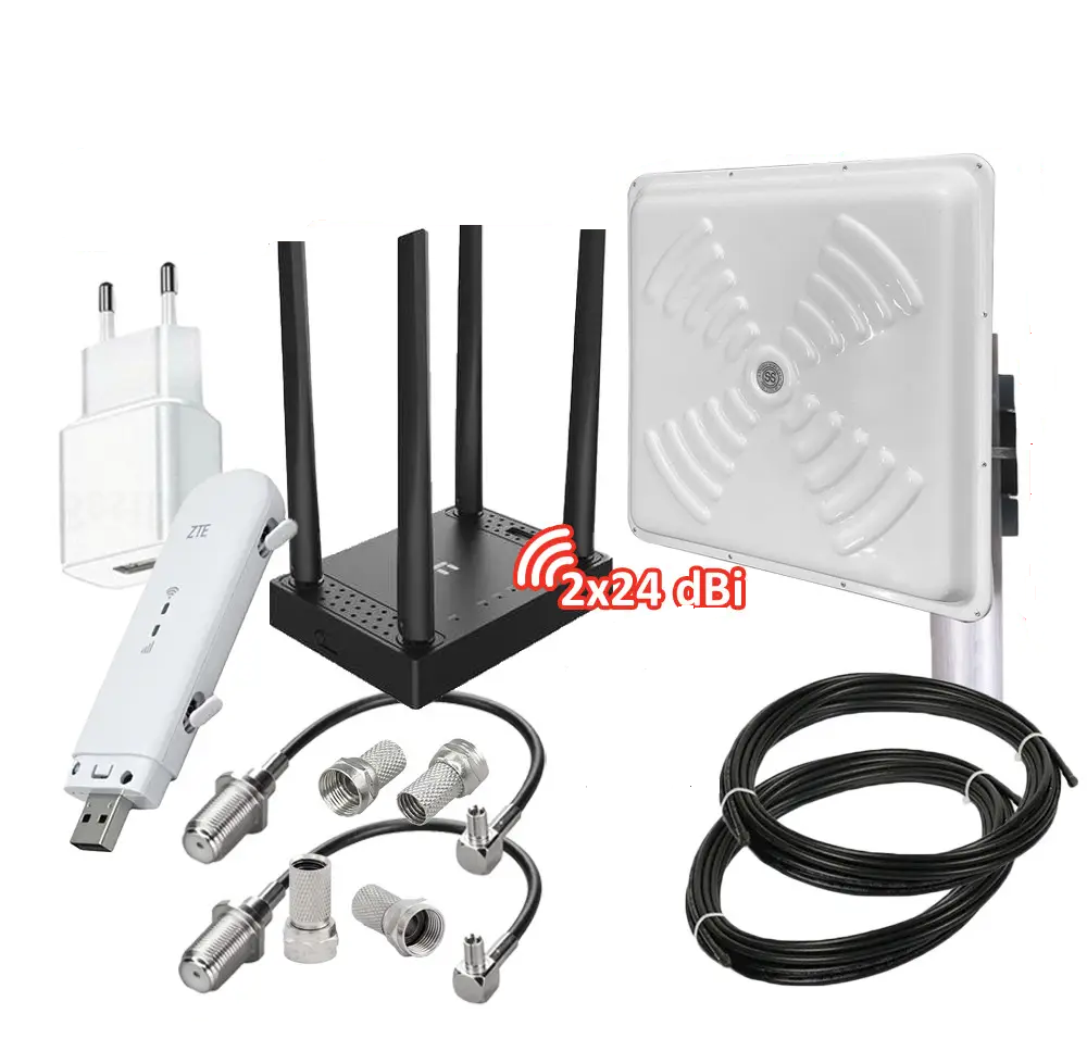 Интернет комплект 4G с Wi-Fi модемом ZTE MF79U и роутер Netis N5 и панельная антенна MIMO 2x24 Energy (1987228704)
