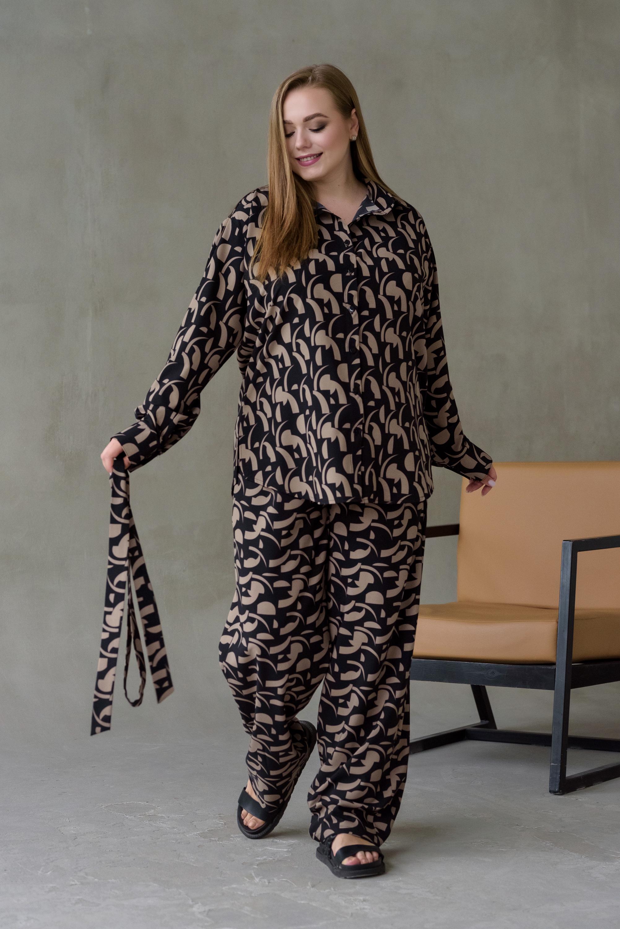 Костюм штапельный женский Риона р. 56 Коричневый - фото 7 Костюм штапельный женский Риона р. 56 Коричневый - фото 7