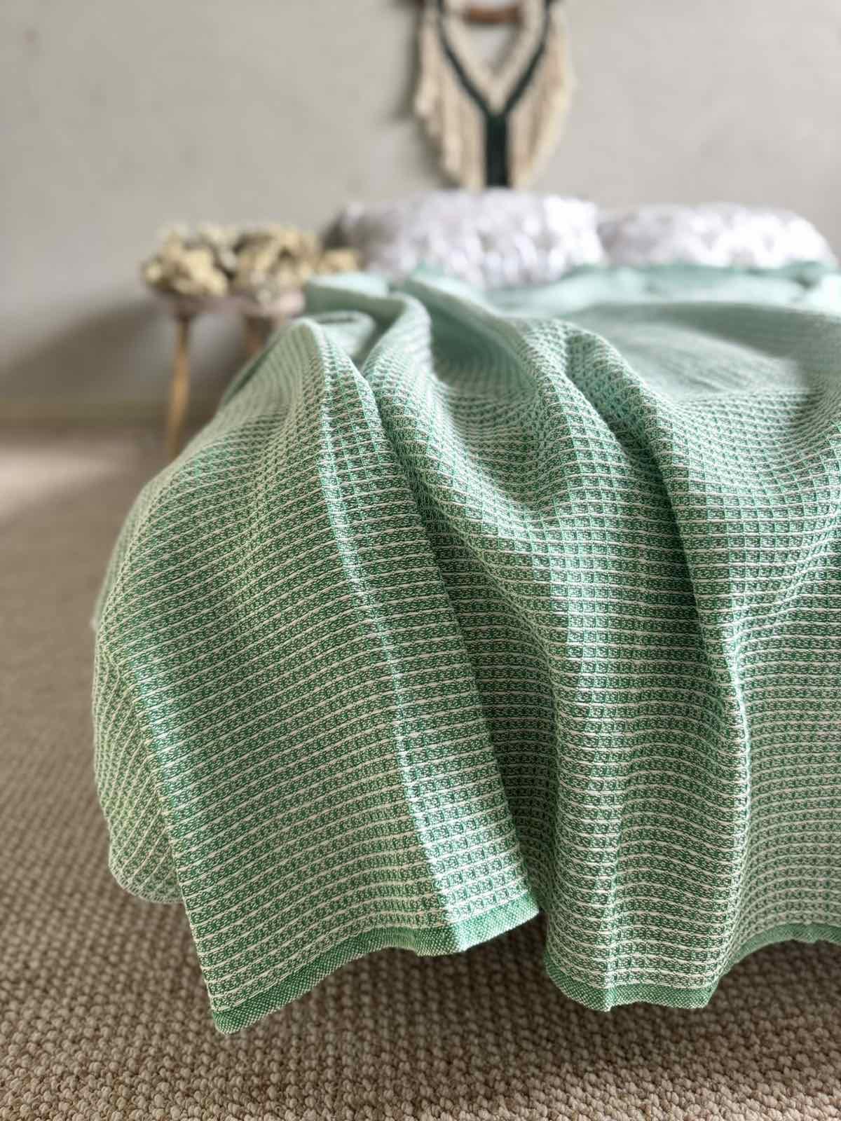 Простынь вафельная ZEINTEX хлопчатобумажная 200х220 см Зеленый (26417923)