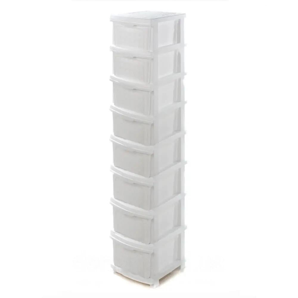 Комод пластиковый R-Plastic Компакт плюс 8 ящиков 166х40х34 см Белый