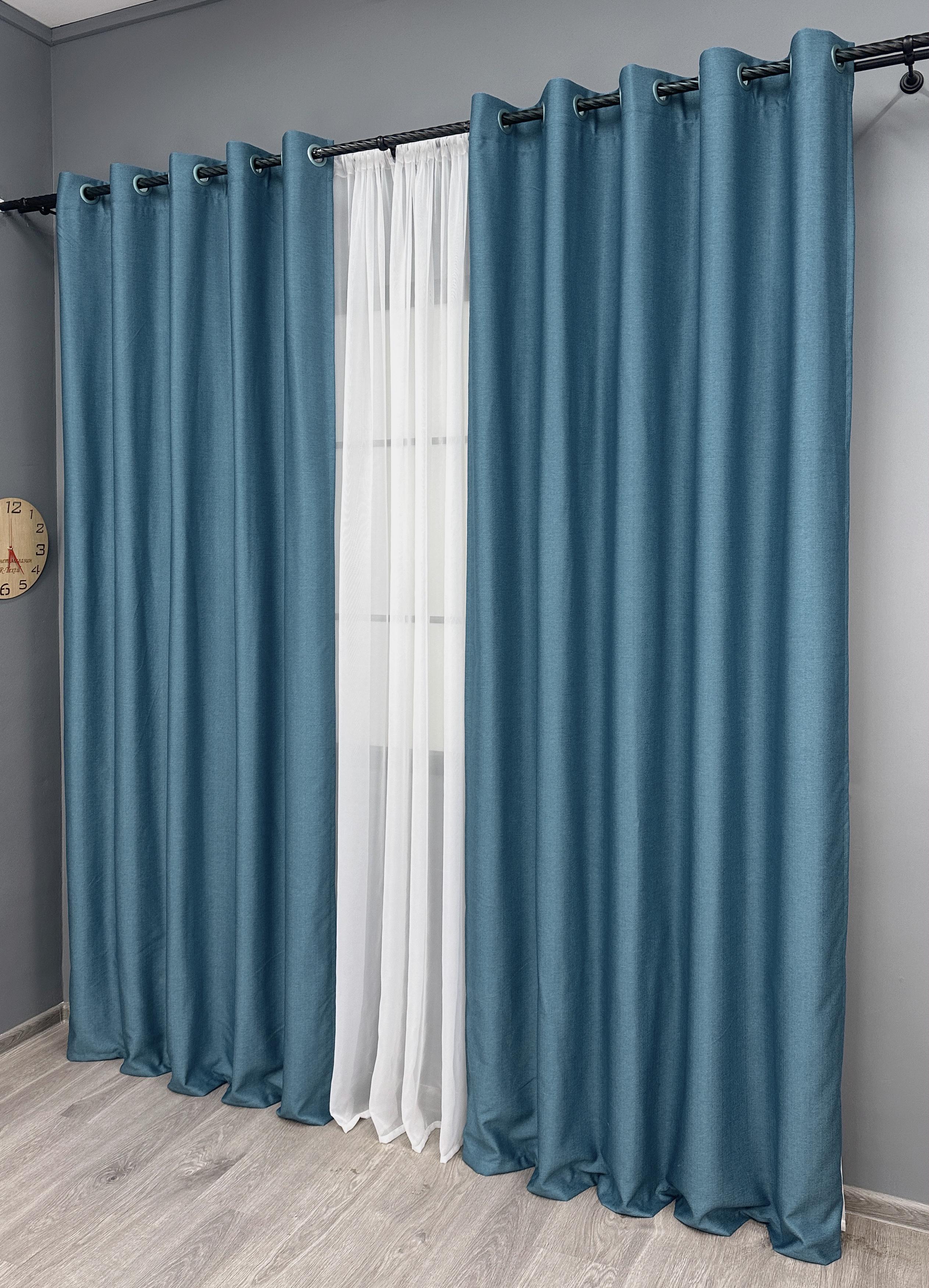 Комплект штор на люверсах VR-Textil Шенил однотонный № 1696ш 150х250 см 2 шт. Синий (37-0235) - фото 3 Комплект штор на люверсах VR-Textil Шенил однотонный № 1696ш 150х250 см 2 шт. Синий (37-0235) - фото 3