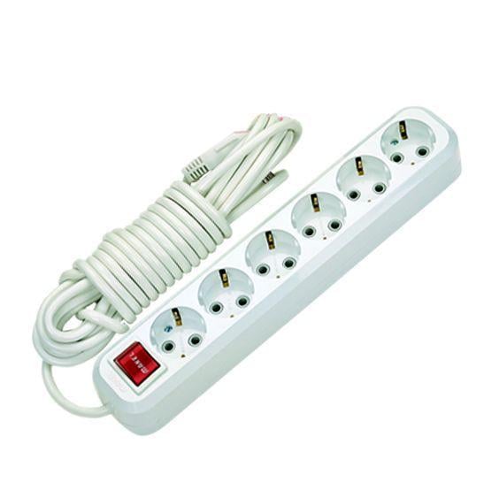 Удлинитель Makel с ж/к 6 гнезд 2 м Белый (MGP232)