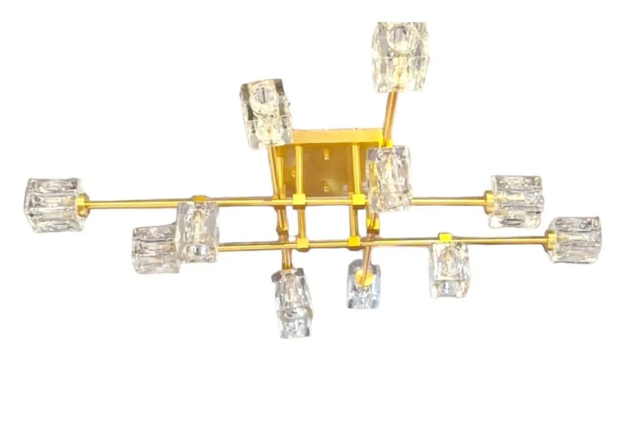 Люстра світлодіодна Кришталь 8821 на 12 плафонів Золотистий