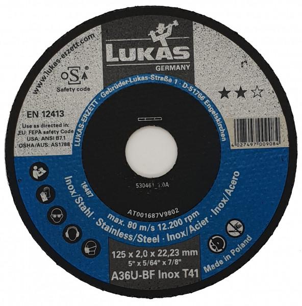 Круг отрезной Lukas A36U-BF 125х2,0 мм