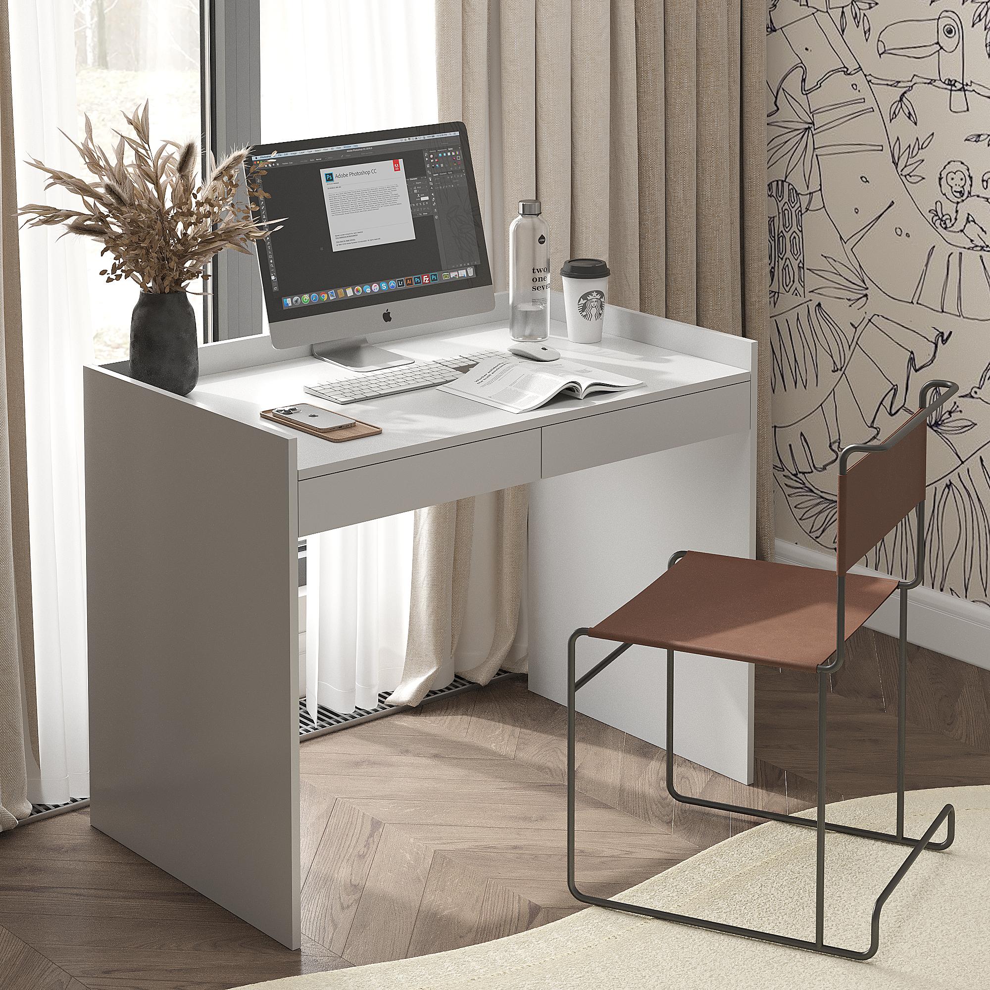 Письменный стол СП-100-б с бортиками и двумя ящиками 800x1000x600 мм Серый (30654596)