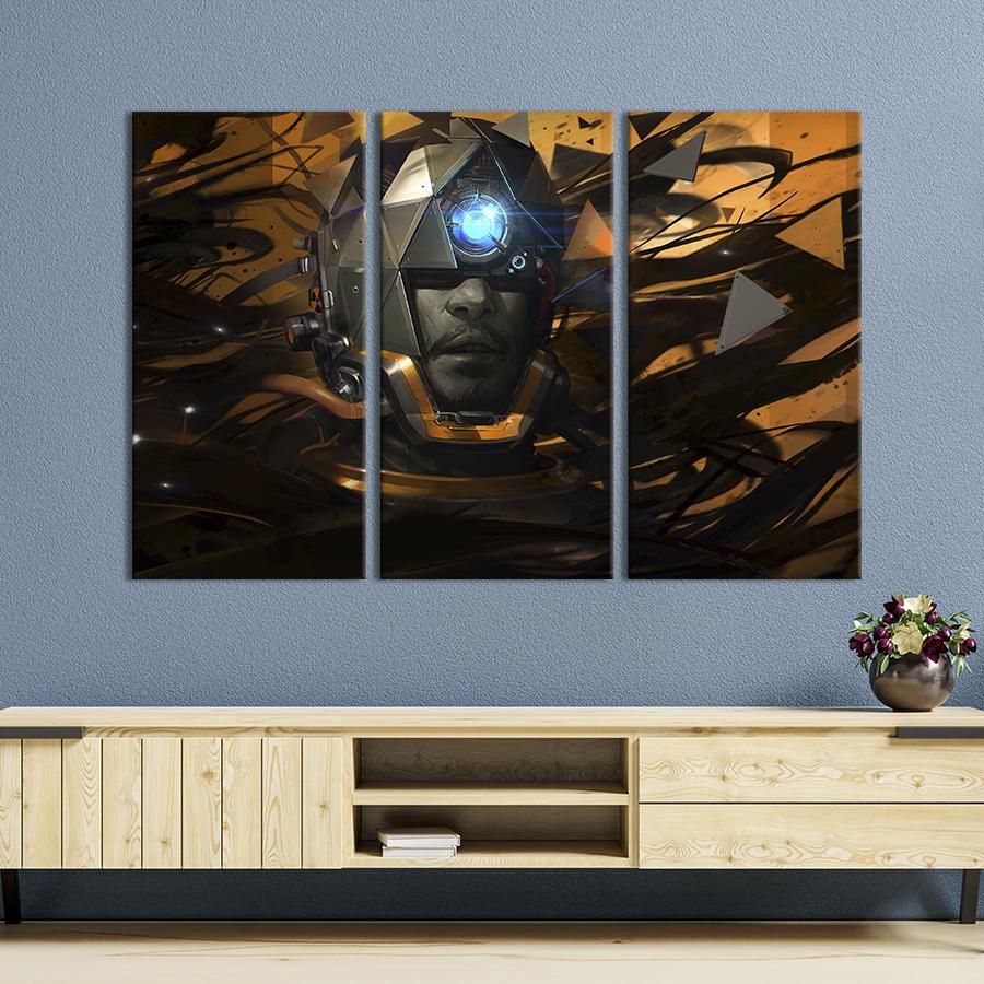 Картина на холсте триптих Морган Ю - герой игры Prey 78x48 см (1439-31)