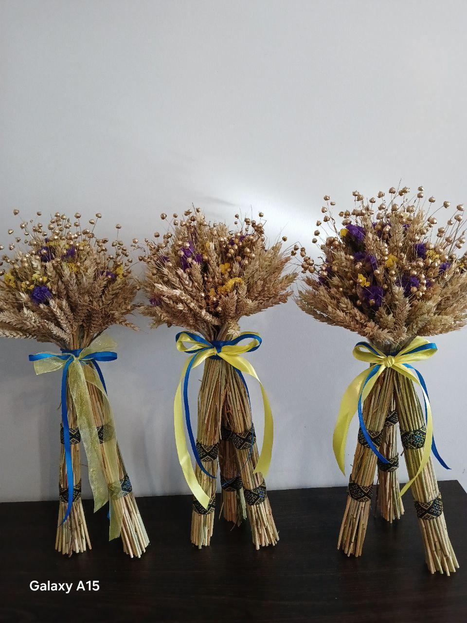 Дидух рождественский из колосья пшеницы/льна и овса на трех ножках 50-55 см с украинской лентой (2822852634) - фото 8 Дидух рождественский из колосья пшеницы/льна и овса на трех ножках 50-55 см с украинской лентой (2822852634) - фото 8