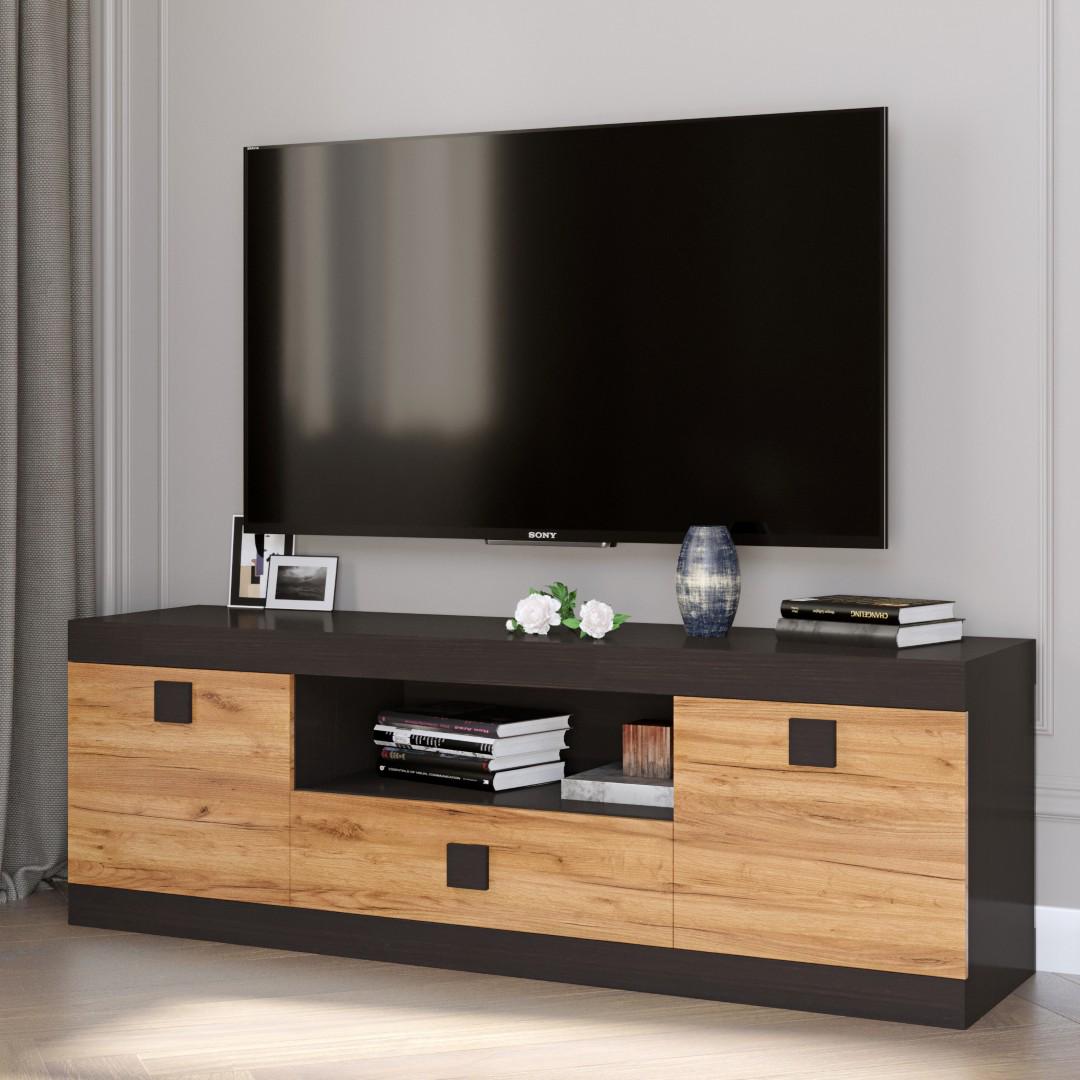 Тумба под ТВ Everest Соната 1500 1500х376х500 мм Венге темный/Дуб крафт золотой (11302) - фото 4 Тумба под ТВ Everest Соната 1500 1500х376х500 мм Венге темный/Дуб крафт золотой (11302) - фото 4