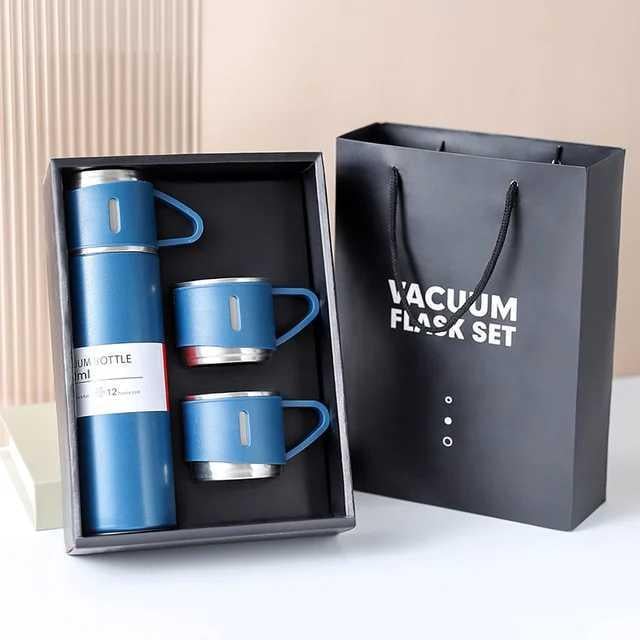 Термос Vacuum Flask Set 500 мл с 3 чашкам Синий (10629708)