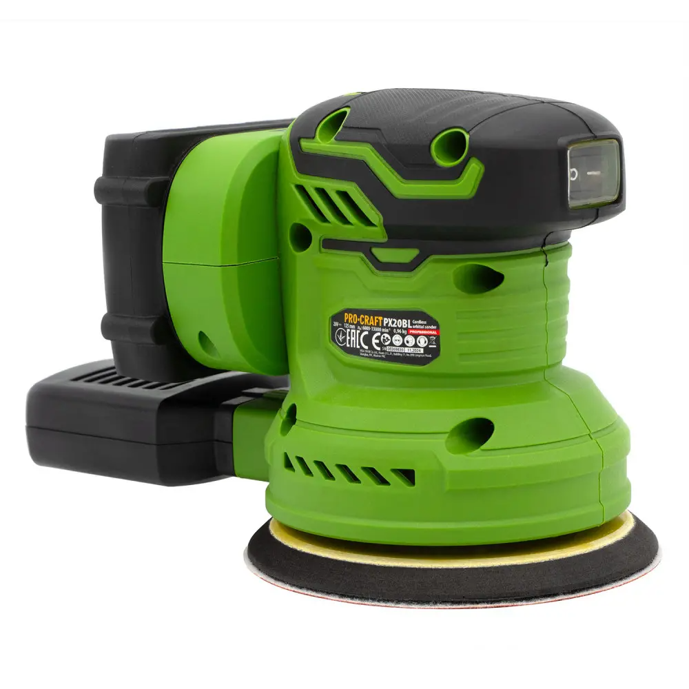 Шлифмашина эксцентриковая бесщеточная Аккумуляторная ProCraft PX20BL без аккумулятора и без зарядного устройств - фото 4 Шлифмашина эксцентриковая бесщеточная Аккумуляторная ProCraft PX20BL без аккумулятора и без зарядного устройств - фото 4
