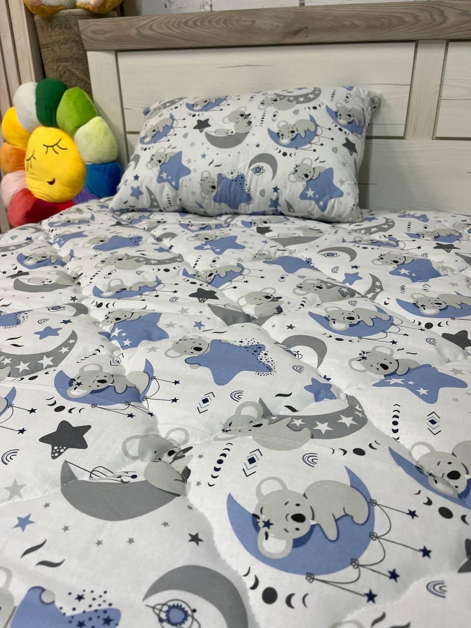 Одеяло для кроватки 105х140 см с подушкой 40х60 см Синий (П4К-am-kid-nabir-001-22)