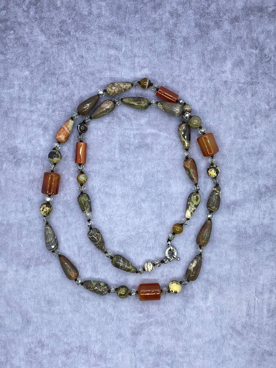 Бусы яшма 80 см Зеленый (600)