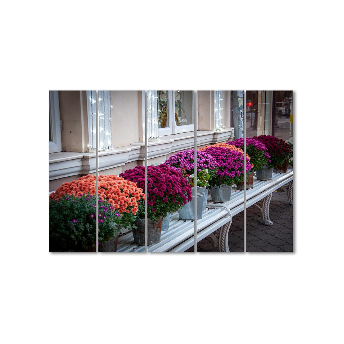 Картина модульная Вазоны под окном 5 модулей 120x180 см