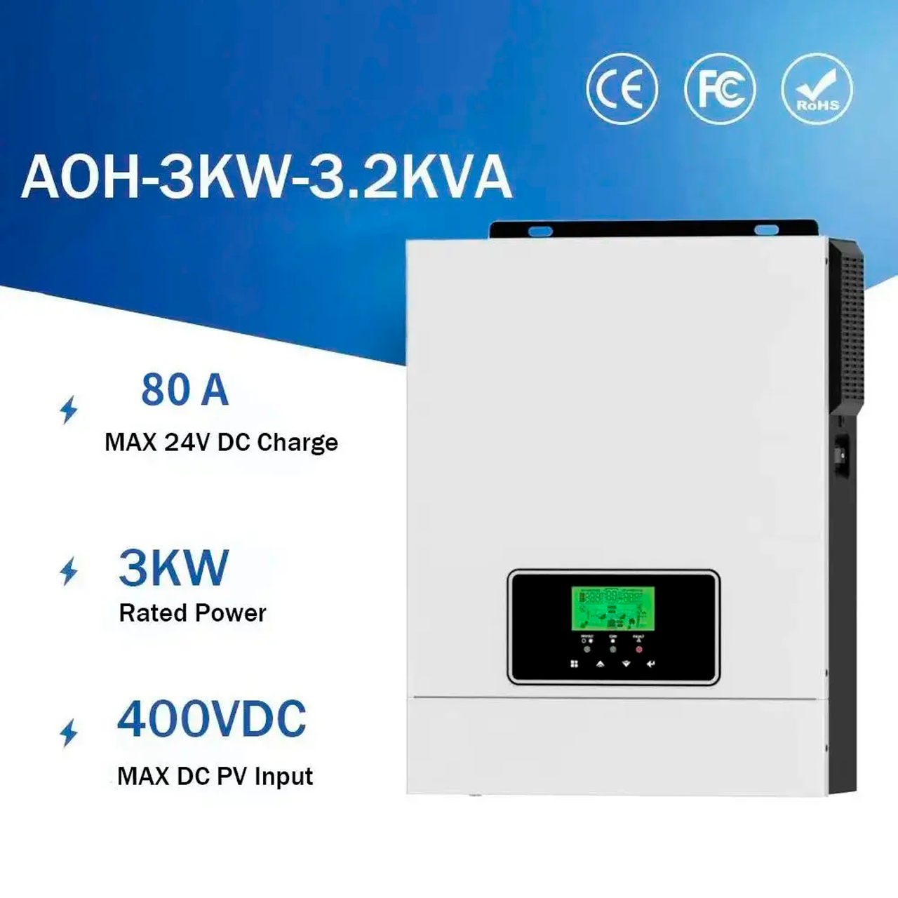 Інвертор гібридний Daxtromn AOH-3KW-3.2KVA 24V 60A 3 кВт (2380154552) - фото 2