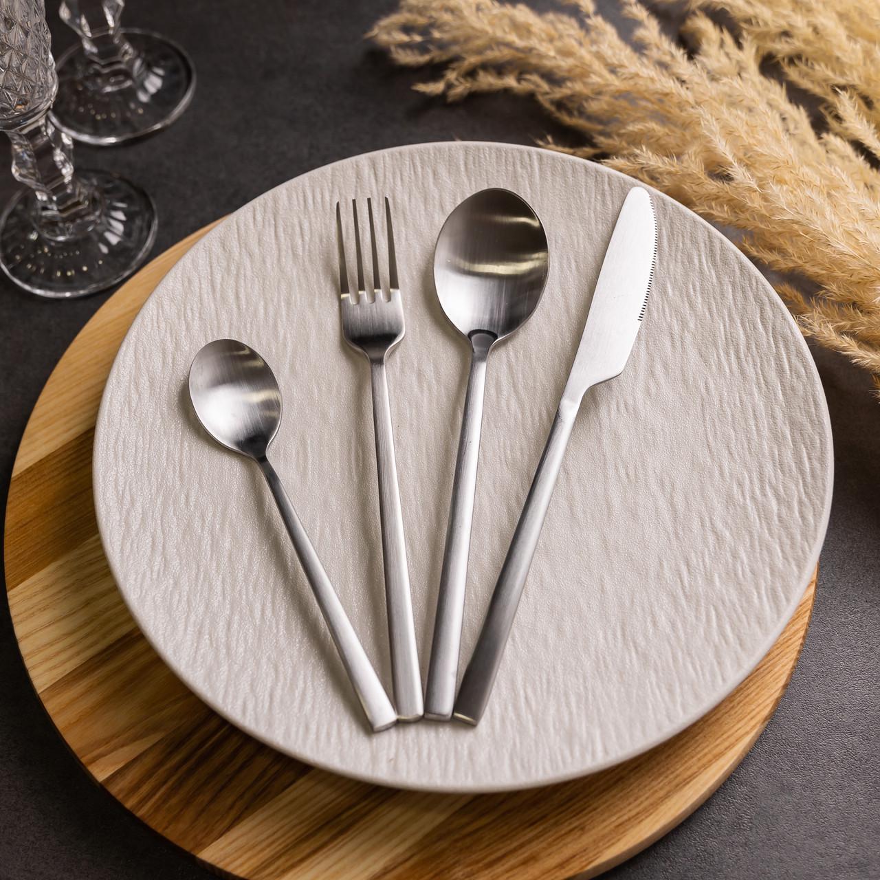 Набор столовых приборов на 6 персон 24 пр. Серебристый - фото 1