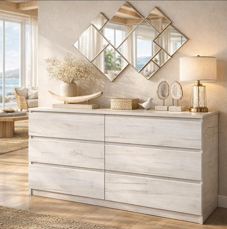 Комод Мастер Форм Брайт 1500х376х730 мм Дуб крафт белый (07842)