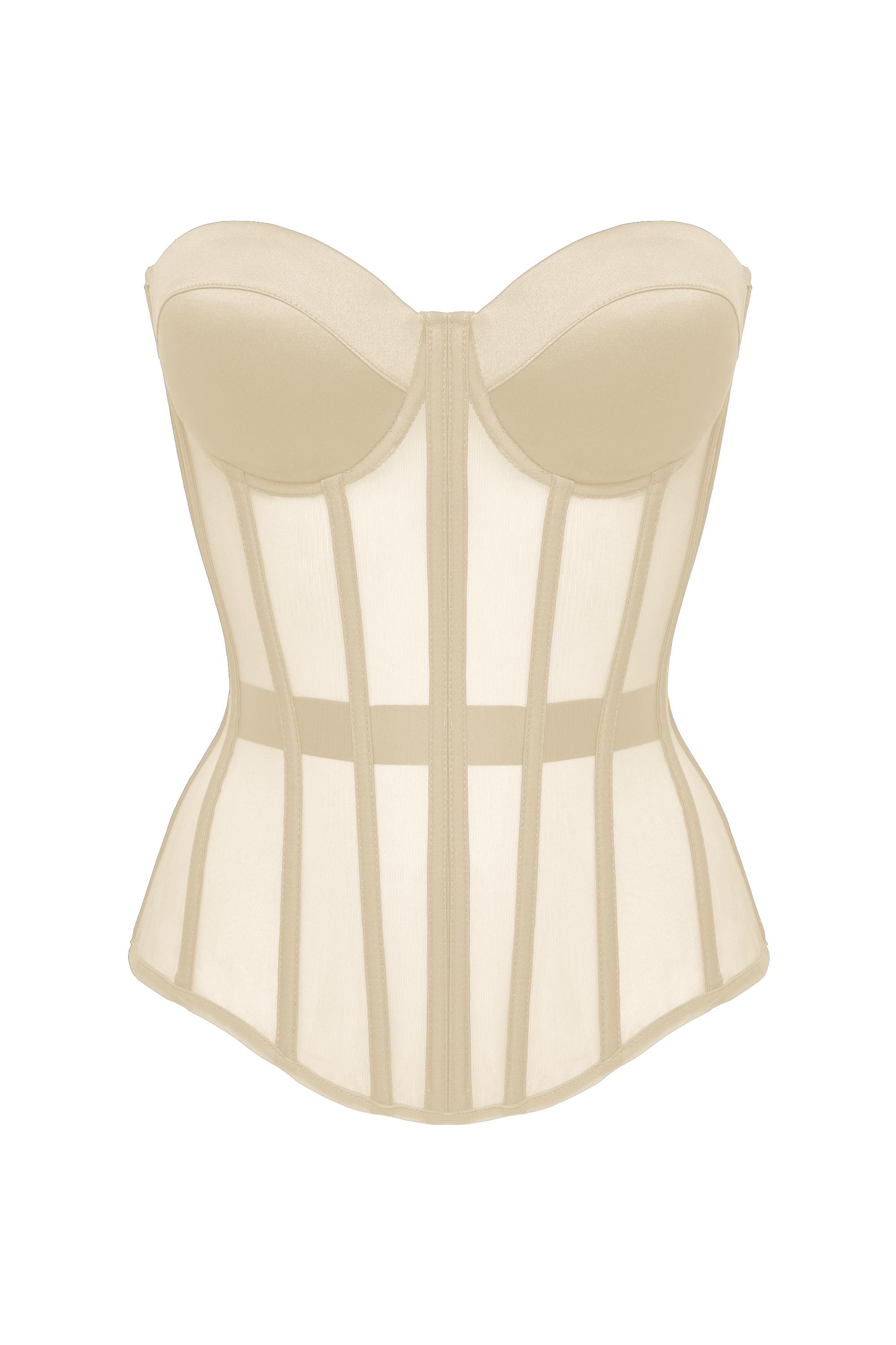 Корсет Lilu Classic з атласними чашками 70A XS Бежевий (001/5)