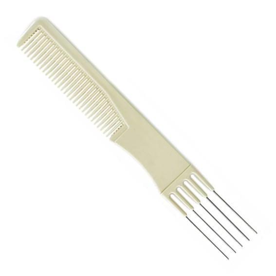 Расческа Salon Professional с металлической вилочкой для начеса Светлый (DH-5)