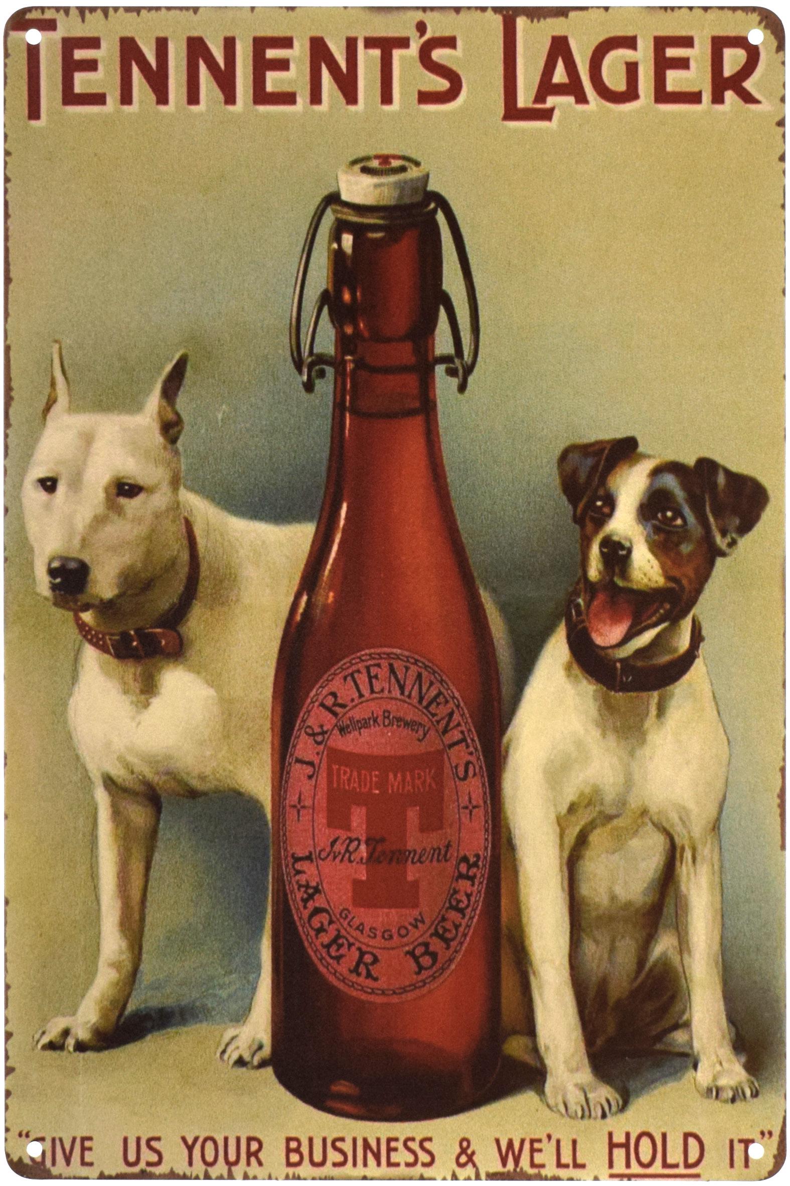 Табличка металлическая Пиво Теннентс (Tennent's Lager) 20x30 см