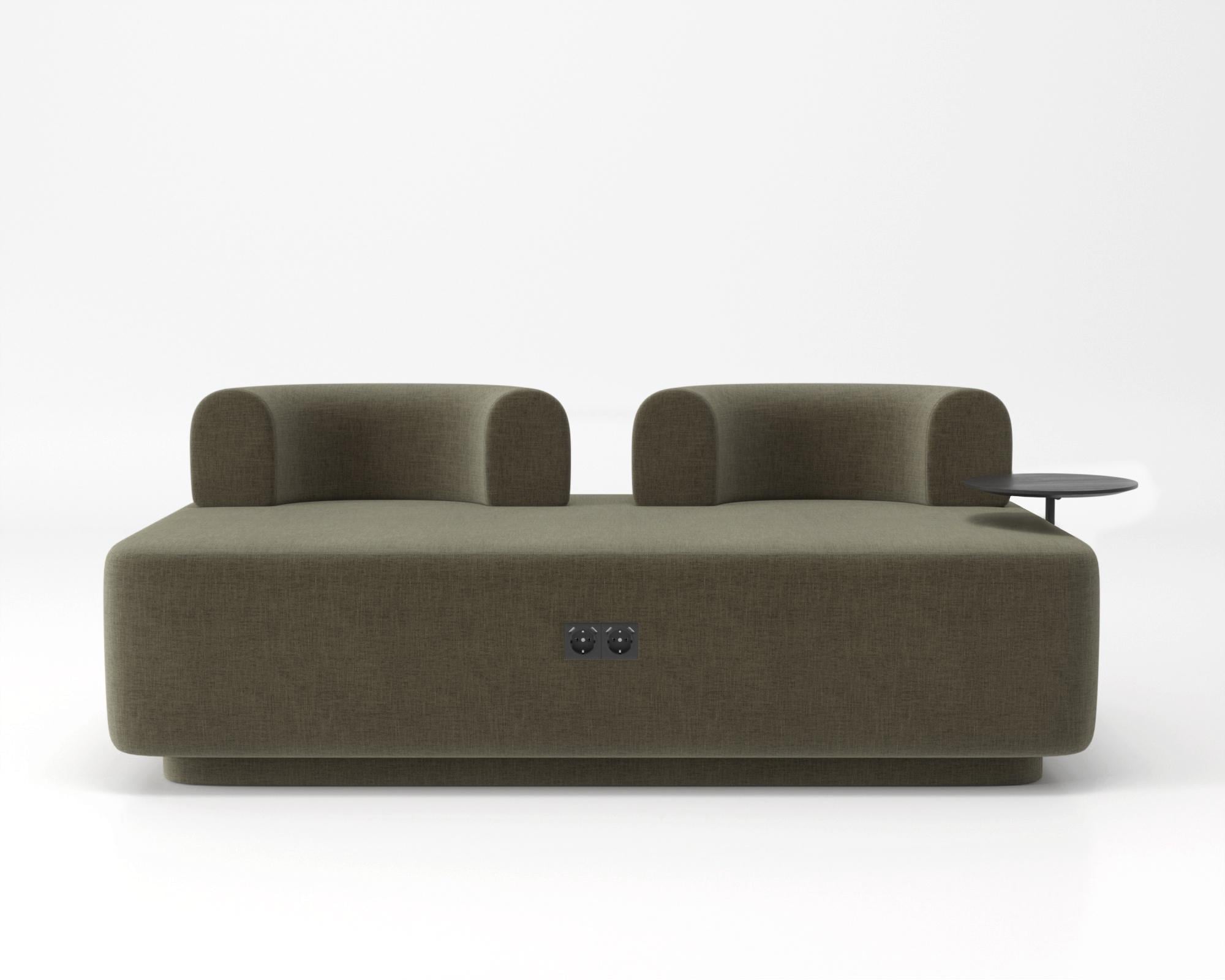 Диван модульный Plump со столиком и зарядкой USB 160x80x65 см Зеленый (0026)