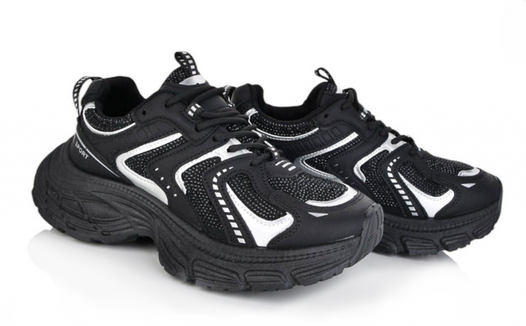 Кроссовки для девочек 10088 р. 37 Черно-серебристый